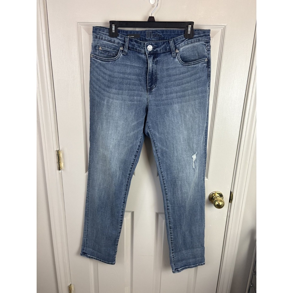 KUT from the Kloth Katy Boyfriend Jeans Women 10 Blue Excellent Distressed Denim